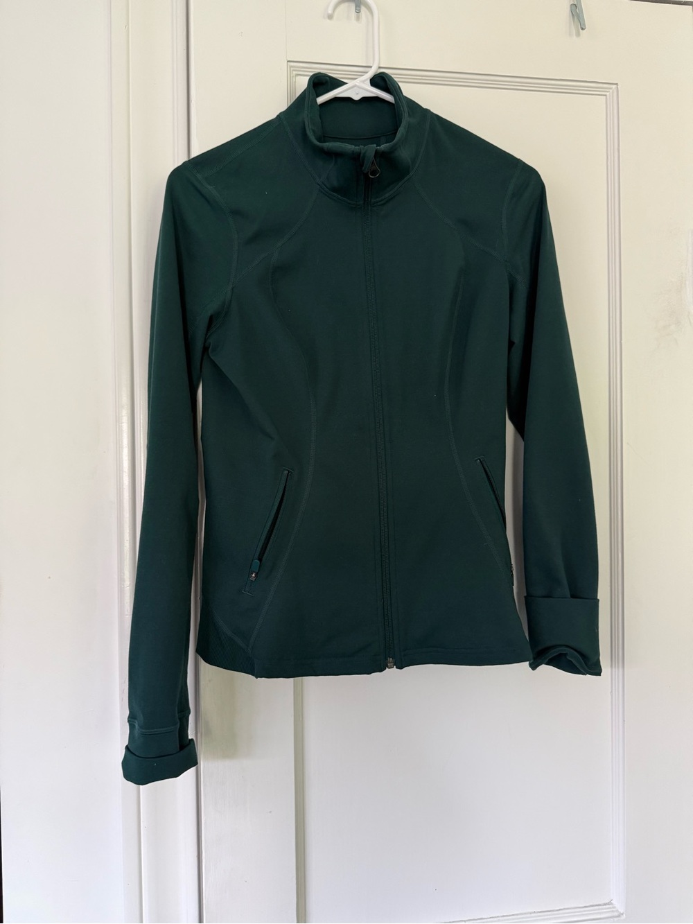 Zella Dark Green Full-Zip Athletic Jacket